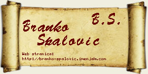 Branko Spalović vizit kartica